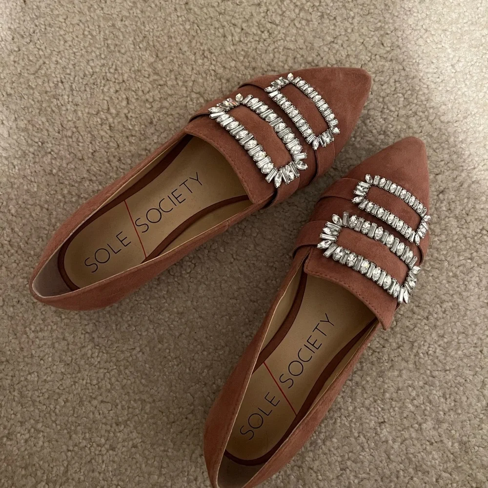 Rhinestone Mauve Flats - Picture 2 of 11